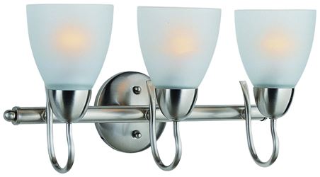 Boston Harbor A2242-93L Vanity Bar Fixture, 60 W, 3-Lamp, A19 or CFL Lamp, Steel Fixture, Brushed Nickel Fixture