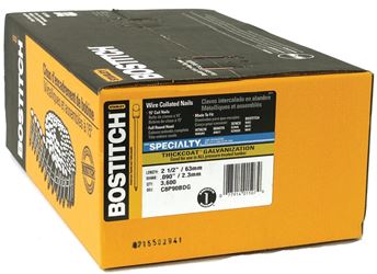 Bostitch C8P90BDG Siding Nail, 2-1/2 in L, Steel, Thickcoat, Smooth Shank