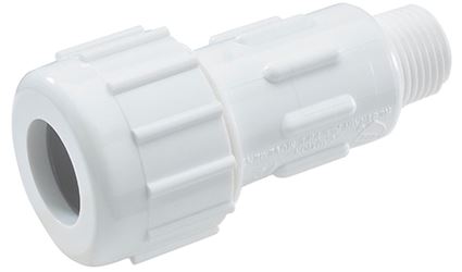 NDS Flo-Control Series CPA-1250 Adapter, 1-1/4 in, Compression x MPT, PVC, White