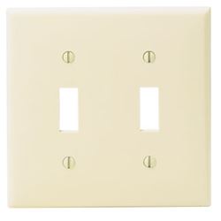 Leviton 001-80709-00I Wallplate, 4-1/2 in L, 2-3/4 in W, 2 -Gang, Nylon, Ivory, Smooth