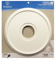 Westinghouse 7703500 Ceiling Medallion, 15-3/4 in Dia, Plastic, Textured White, For: Ceiling Fans