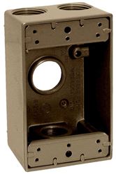 Teddico/Bwf 1753AB-1 Outlet Box, 1-Gang, 3-Knockout, 3-3/4 in, Metal, Bronze, Powder-Coated