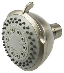 Boston Harbor TS02213NP Shower Head, 1.75 gpm, 1/2-14 NPT Connection, Threaded, 3-Spray Function, Plastic, 3-5/8 in Dia