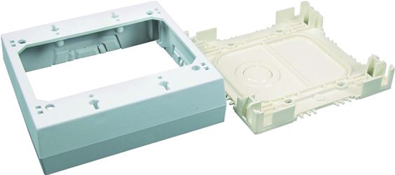 Wiremold NMW NMW3-2 Outlet Box, 2 -Gang, Plastic, White, Wall Mounting