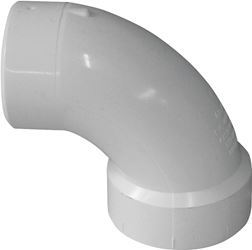 Canplas 192451L Sanitary Street Pipe Elbow, 1-1/2 in, Spigot x Hub, 90 deg Angle, PVC, White