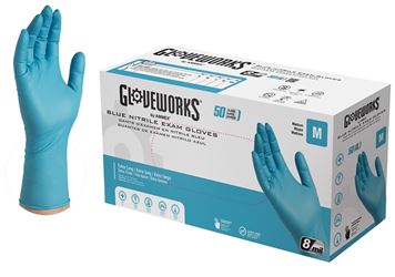 Gloveworks GPNHD64100 Non-Sterile Disposable Gloves, M, Nitrile, Powder-Free, Blue, 300 mm L