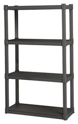 Sterilite 01643V01 Shelving Unit, 34-1/2 in OAW, 14-3/8 in OAD, 57 in OAH, 4-Shelf, Plastic, Gray