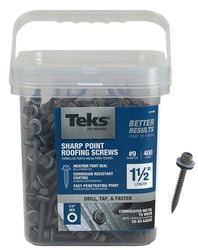 Teks 21406 Roofing Screw, #9 Thread, Coarse Thread, Hex Drive, Self-Tapping, Sharp Point, Steel, Zinc