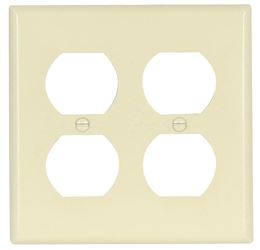 Eaton Wiring Devices 2150LA-BOX Receptacle Wallplate, 4-1/2 in L, 4-9/16 in W, 2 -Gang, Thermoset, Light Almond