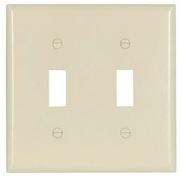 Eaton Wiring Devices 2139LA-BOX Wallplate, 4-1/2 in L, 4-9/16 in W, 2 -Gang, Thermoset, Light Almond, High-Gloss