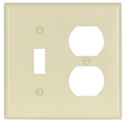 Eaton Wiring Devices 2138LA-BOX Combination Wallplate, 4-1/2 in L, 4-9/16 in W, 2 -Gang, Thermoset, Light Almond