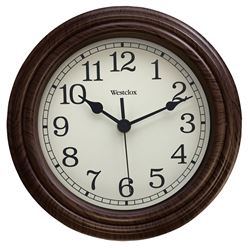 Westclox Classic Series 33883P Clock, Round, Almond Frame, Wood Clock Face, Analog