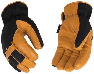 KincoPro 3102HKP-L Safety Gloves, Mens, L, Wing Thumb, Easy-On Cuff, Polyester/Spandex Back, Black/Gold