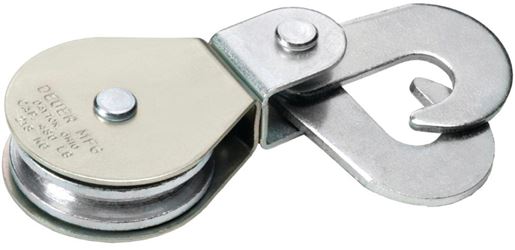 Deuer DB-25HS Scissor Hook Block, 1/4 in Rope, 480 lb Working Load, 2 in Sheave, Zinc