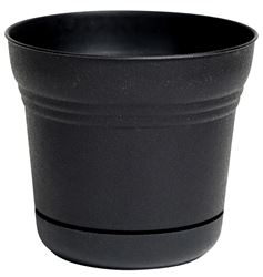 Bloem SP1200 Planter, 12.3 in Dia, 10.8 in H, Round, Plastic, Black, Matte