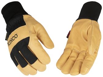 Heatkeep 1928 KW-XL Gloves, Mens, XL, Angled Wing Thumb, Elastic Knit Wrist Cuff, Blue/Golden/Yellow