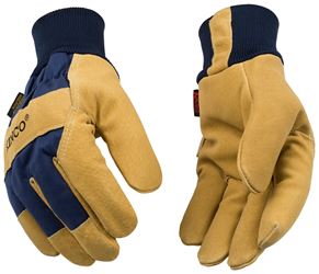 Heatkeep 1926KW-XL Gloves, Mens, XL, Angled Wing Thumb, Easy-On, Elastic Knit Wrist Cuff, Blue/Golden