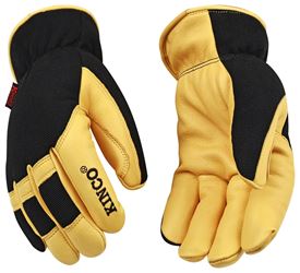 KincoPro 101HK-XL Safety Gloves, Mens, XL, Wing Thumb, Shirred Elastic Wrist Cuff, Polyester/Spandex Back, Gold