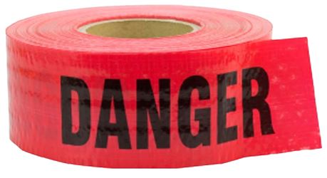 CH Hanson 16031 Reinforced Barricade Tape, 500 ft L, 3 in W, Red, Polyethylene