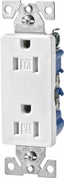 Eaton Wiring Devices TR1107W-BOX Duplex Receptacle, 2 -Pole, 15 A, 125 V, Push-in, Side Wiring, NEMA: 5-15R, White