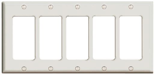 Leviton 80423-W Switch Wallplate, 4-1/2 in L, 2-3/4 in W, 5-Gang, White