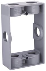 Hubbell 5400-5 Extension Adapter with Lug, 5-1/4 in L, 3-1/2 in W, 1-Gang, 6-Knockout, Die-Cast Aluminum, Gray