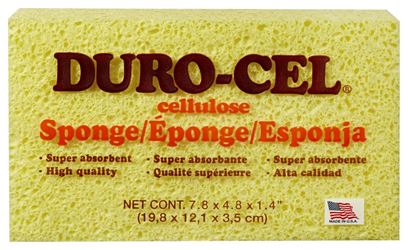 Duro-Cel 03140 Sponge, 8 in L, 5 in W, 1-1/2 in Thick, Cellulose, Yellow