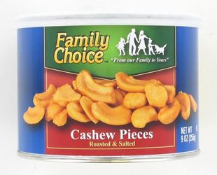 Family Choice 808 Cashew Piece, 9 oz Can, Pack of 12