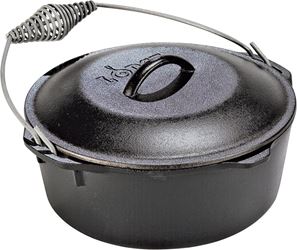 Lodge L10DO3 Dutch Oven, 7 qt Capacity, Cast Iron, Black, Spiral-Grip Handle