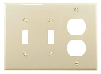 Eaton Wiring Devices PJ28LA Combination Wallplate, 7-1/4 in L, 6 in W, Mid, 3 -Gang, Polycarbonate, Light Almond