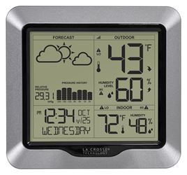 La Crosse 308-1417 Weather Station, Battery, 32 to 99 deg F, 10 to 99 % Humidity Range, LCD Display