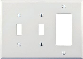 Eaton Wiring Devices PJ226W Combination Wallplate, 4-7/8 in L, 6-3/4 in W, 3 -Gang, Polycarbonate, White