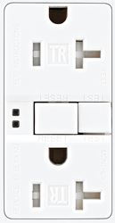 Eaton Wiring Devices TRSGF20W GFCI Duplex Receptacle, 2 -Pole, 20 A, 125 V, Back, Side Wiring, NEMA: 5-20R, White