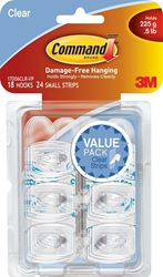 Command 17006CLR-VP Adhesive Hook, 0.5 lb, 18-Hook, Plastic, Clear, Pack of 4