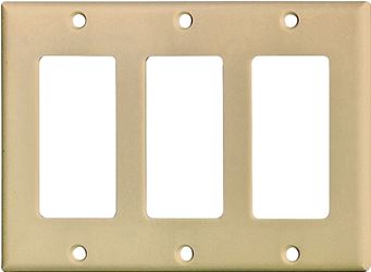 Eaton Cooper Wiring 2163 2163V-BOX Wallplate, 4-1/2 in L, 6.37 in W, 3 -Gang, Thermoset, Ivory, High-Gloss