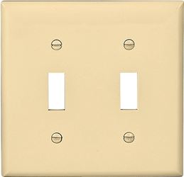 Eaton Wiring Devices 5139V-BOX Wallplate, 4-1/2 in L, 4.56 in W, 2 -Gang, Nylon, Ivory, High-Gloss, Pack of 10