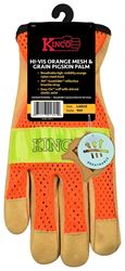 Kinco 909-M Gloves, Mens, M, Keystone Thumb, Shirred Elastic Cuff, Nylon/Polyester, High-Visibility Orange