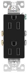 Eaton Wiring Devices 1107-9BK-BOX Duplex Receptacle, 2 -Pole, 15 A, 125 V, Back, Side Wiring, NEMA: 5-15R, Black