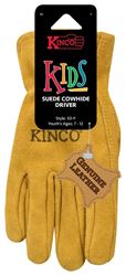 Kinco 50-KS Driver Gloves, Mens, S, Keystone Thumb, Easy-On Cuff, Suede Cowhide Leather, Gold