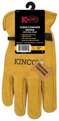 Kinco 50BT-M Driver Gloves, Mens, M, Keystone Thumb, Ball and Tape Cuff, Suede Cowhide Leather, Gold