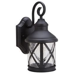 Boston Harbor LT-H01 Single Light Outdoor Wall Lantern, 120 V, 60 W, A19 or CFL Lamp, Steel Fixture, Black Fixture