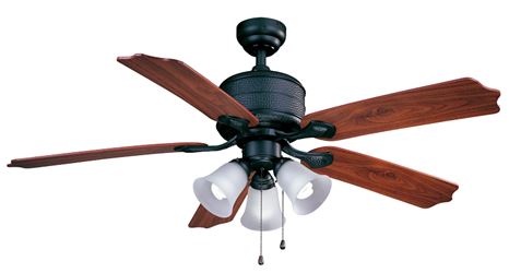 Boston Harbor AC362+3L-NI-3L Ceiling Fan, 5-Blade, Natural Iron Housing, 52 in Sweep, MDF Blade, 3-Speed