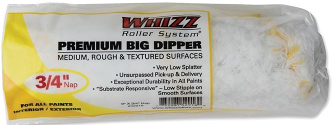 Whizz 52918 Roller Cover, 3/4 in Thick Nap, 9 in L, Woven Fabric Cover