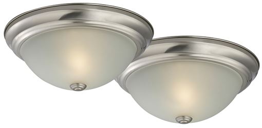 Boston Harbor Flush Mount Ceiling Fixture, 120 V, 60 W, A19 or CFL Lamp, Brushed Nickel Fixture, Pack of 2