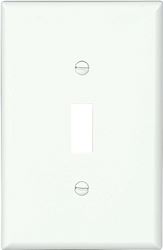 Eaton Wiring Devices PJ1W-10-L Switch Wallplate, 4.87 in L, 3.13 in W, 1 -Gang, Polycarbonate, White, Smooth