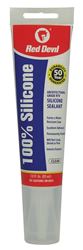 Red Devil 0820 Silicone Sealant, Clear, -60 to 400 deg F, 2.8 oz Squeeze Tube