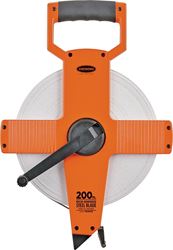 Keson NR18200 Tape Measure, 200 ft L Blade, 3/8 in W Blade, Steel Blade, ABS Case, Gray Case