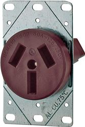 Eaton Cooper Wiring 32B-BOX Power Receptacle, 3 -Pole, 125/250 V, 50 A, NEMA: NEMA 10-50R, Brown