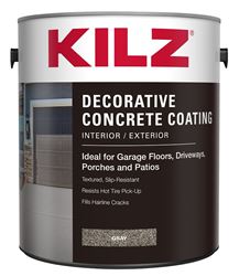 Kilz L378711 Decorative Concrete Coating, Gloss, Gray, 1 gal, Pack of 4