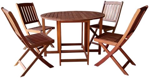 Seasonal Trends IP242-028SET Folding Dining Set, 4 pcs-Piece, 200 lbs. Seating, Round Table, Wood Tabletop